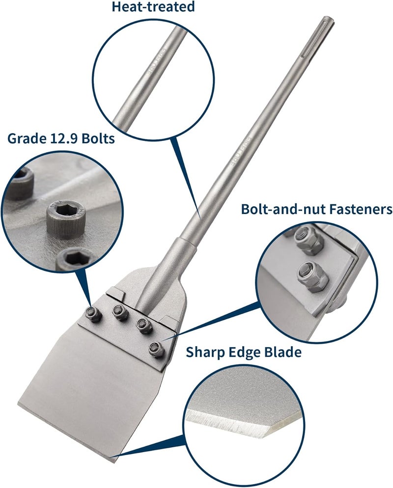 Firecore SDS Max Floor Scraper with Replaceable Blade, 6 Inch Thinset Removal Chisel Bits Scaling Chisel for SDS Max Rotary Hammer Drill, Steel Shovel Bits for Removing Vinyl Flooring VCT Tiles Mortar - Image 2